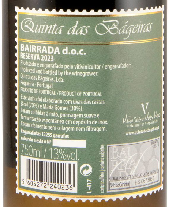2023 Quinta das Bágeiras Reserva branco