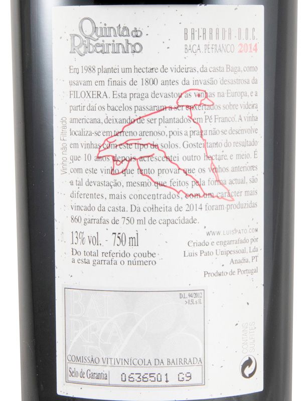 2014 Luís Pato Quinta do Ribeirinho Pé Franco tinto