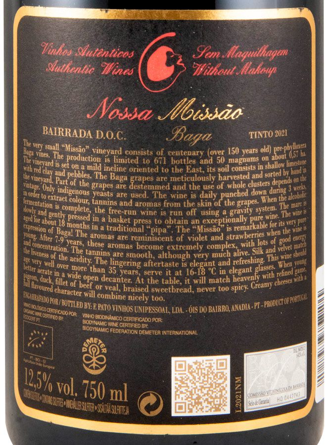 2021 Filipa Pato Nossa Missão biológico tinto