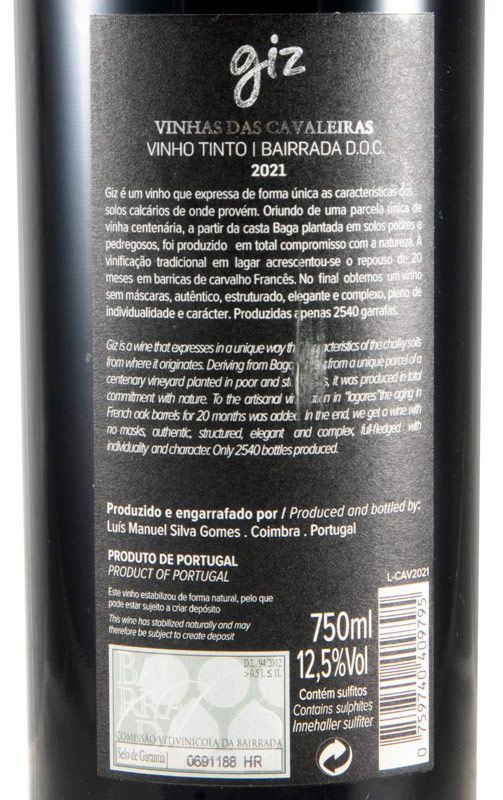 2021 Giz by Luís Gomes Vinha das Cavaleiras tinto