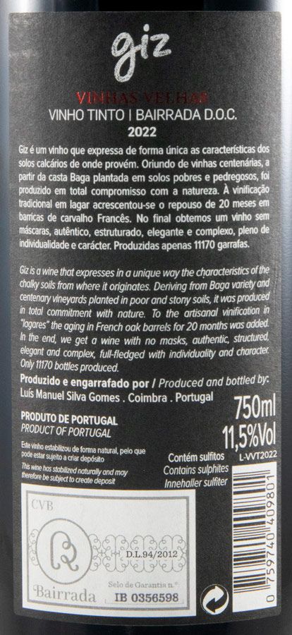 2022 Giz by Luís Gomes Vinhas Velhas red