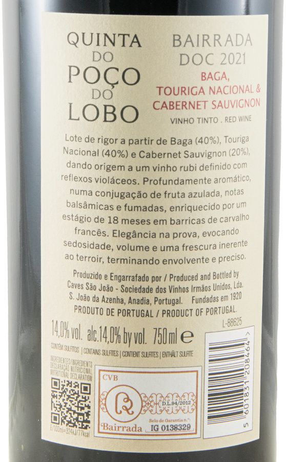 2021 Quinta do Poço do Lobo Reserva red