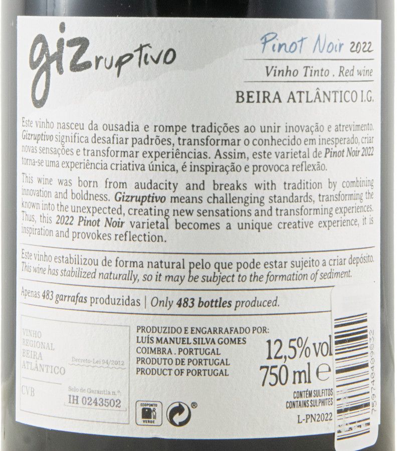 2022 Gizruptivo Pinot Noir tinto