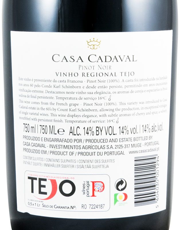 2016 Casa Cadaval Pinot Noir tinto