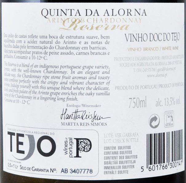 2017 Quinta da Alorna Arinto & Chardonnay white