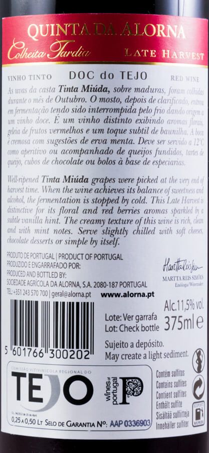 2013 Quinta da Alorna Late Harvest red white 37.5cl
