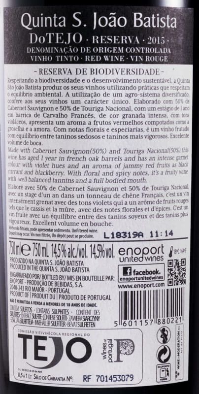 2015 Quinta S. João Batista Cabernet Sauvignon & Touriga Nacional Reserva red