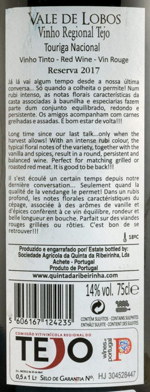 2017 Vale de Lobos Touriga Nacional Reserva tinto