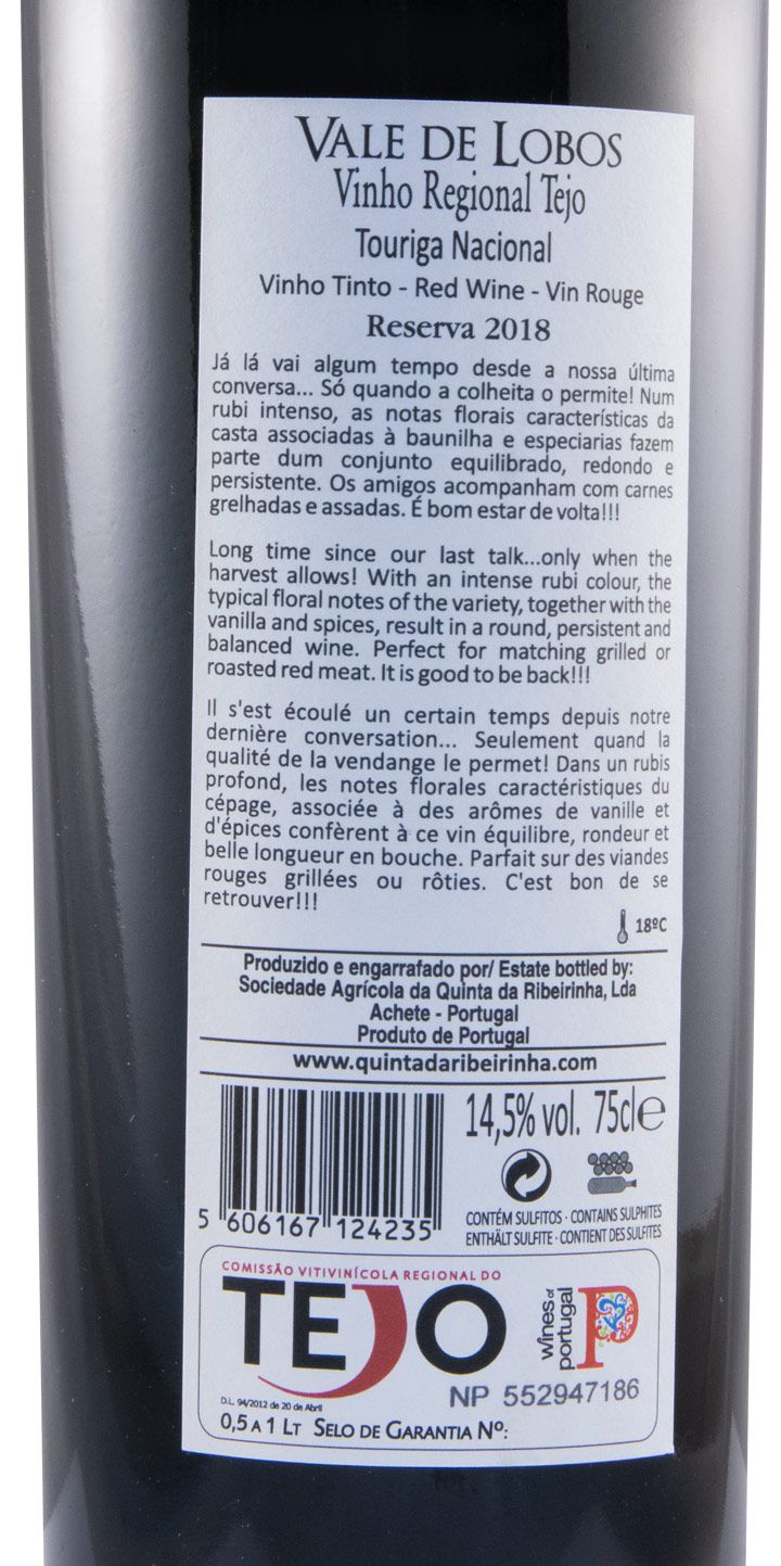 2018 Vale de Lobos Touriga Nacional Reserva red