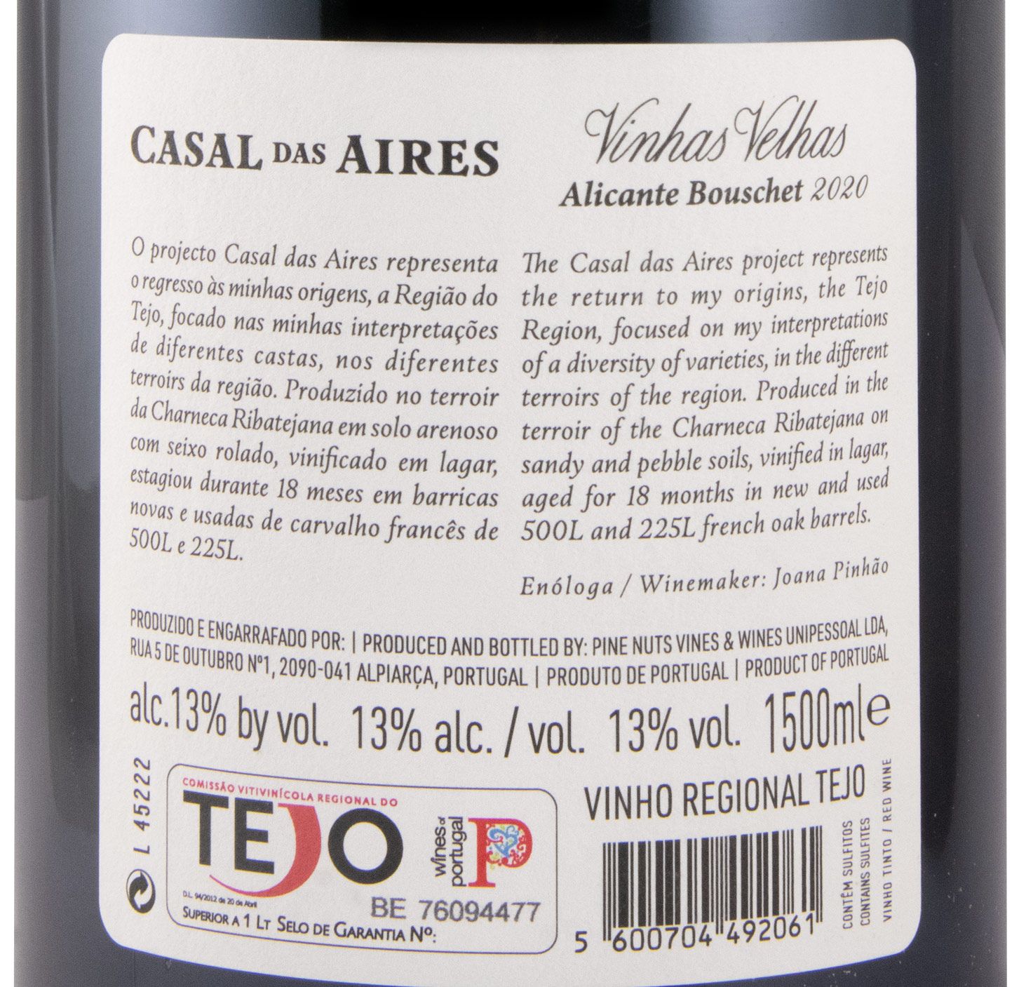 2020 Casal das Aires Vinhas Velhas Alicante Bouschet tinto 1,5L