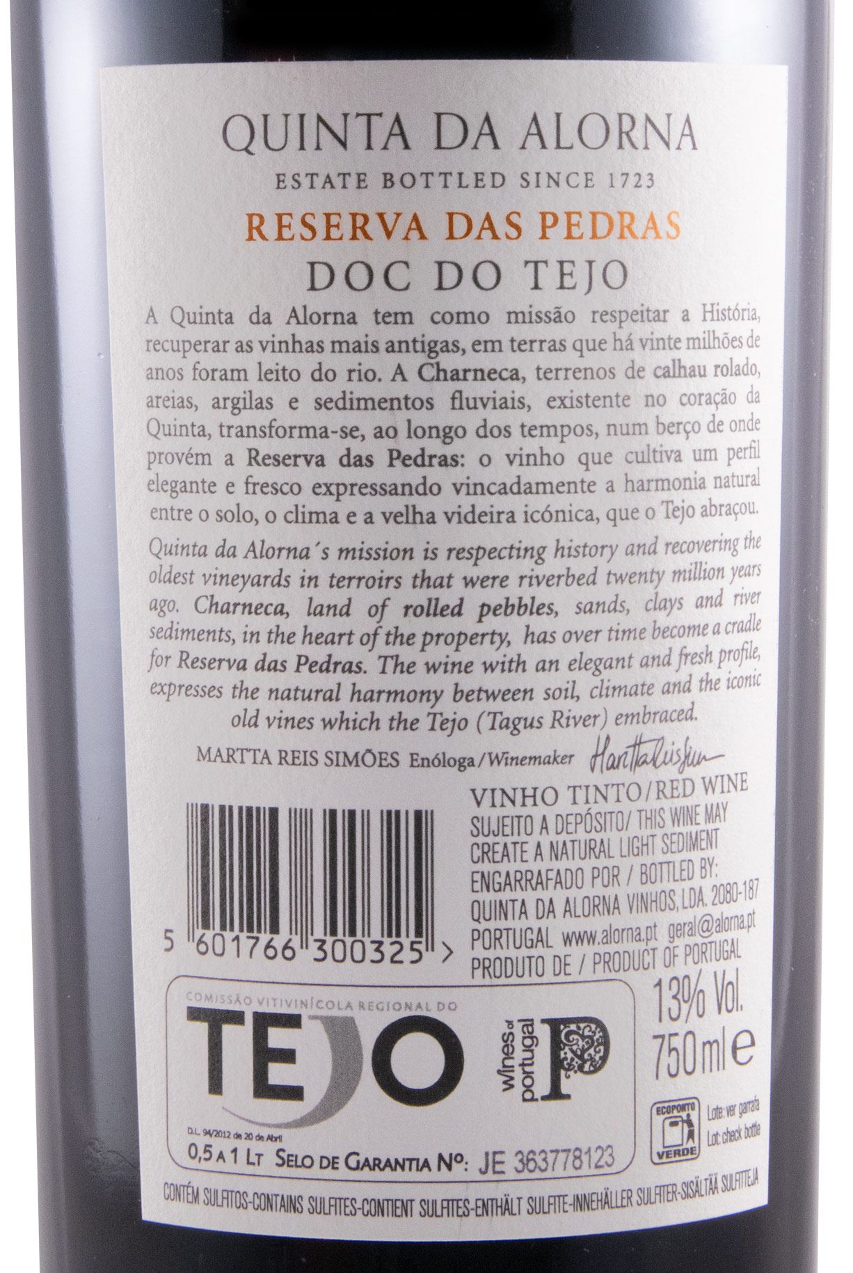 2017 Quinta da Alorna Reserva das Pedras Castelão red