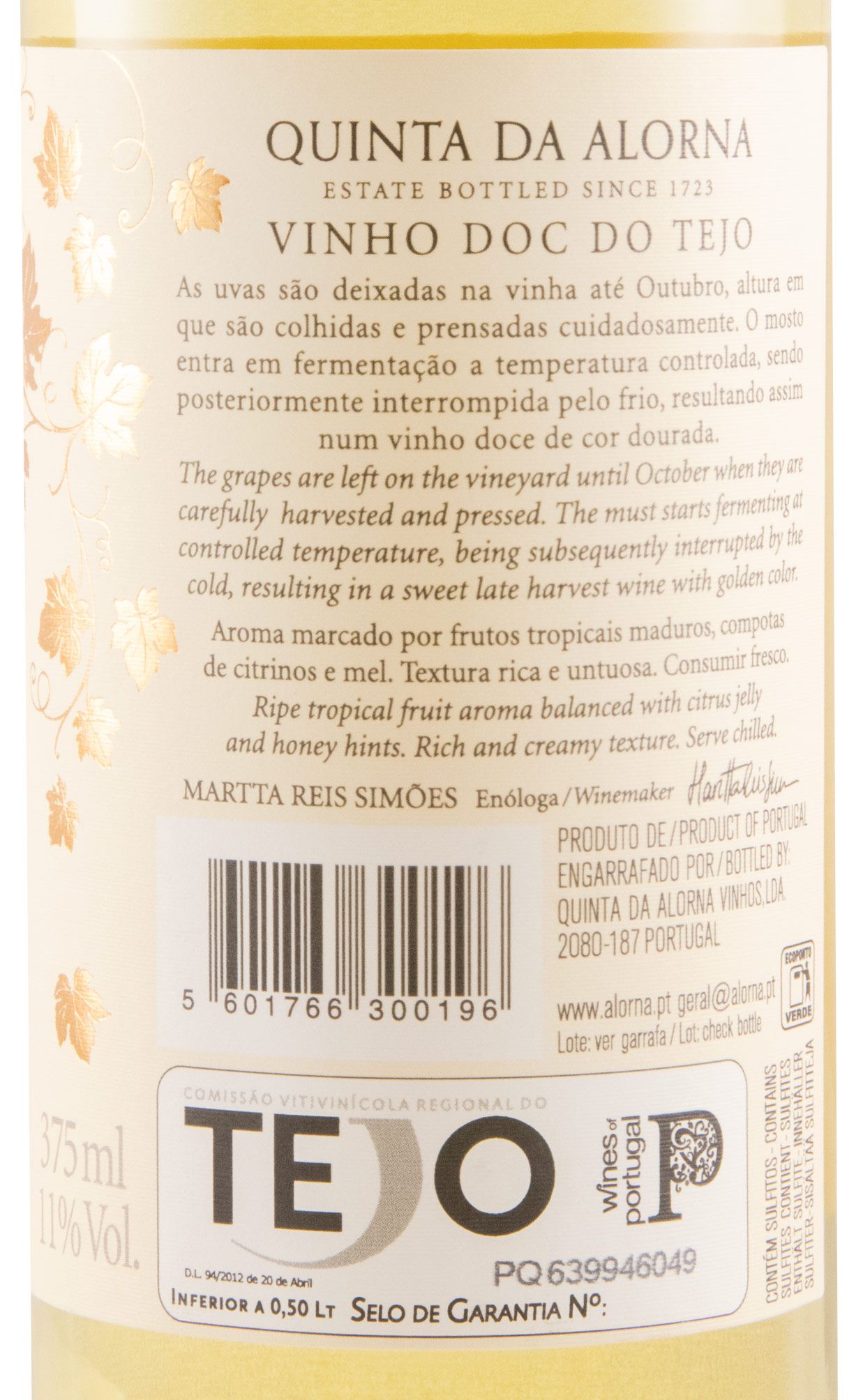 2017 Quinta da Alorna Late Harvest white 37.5cl