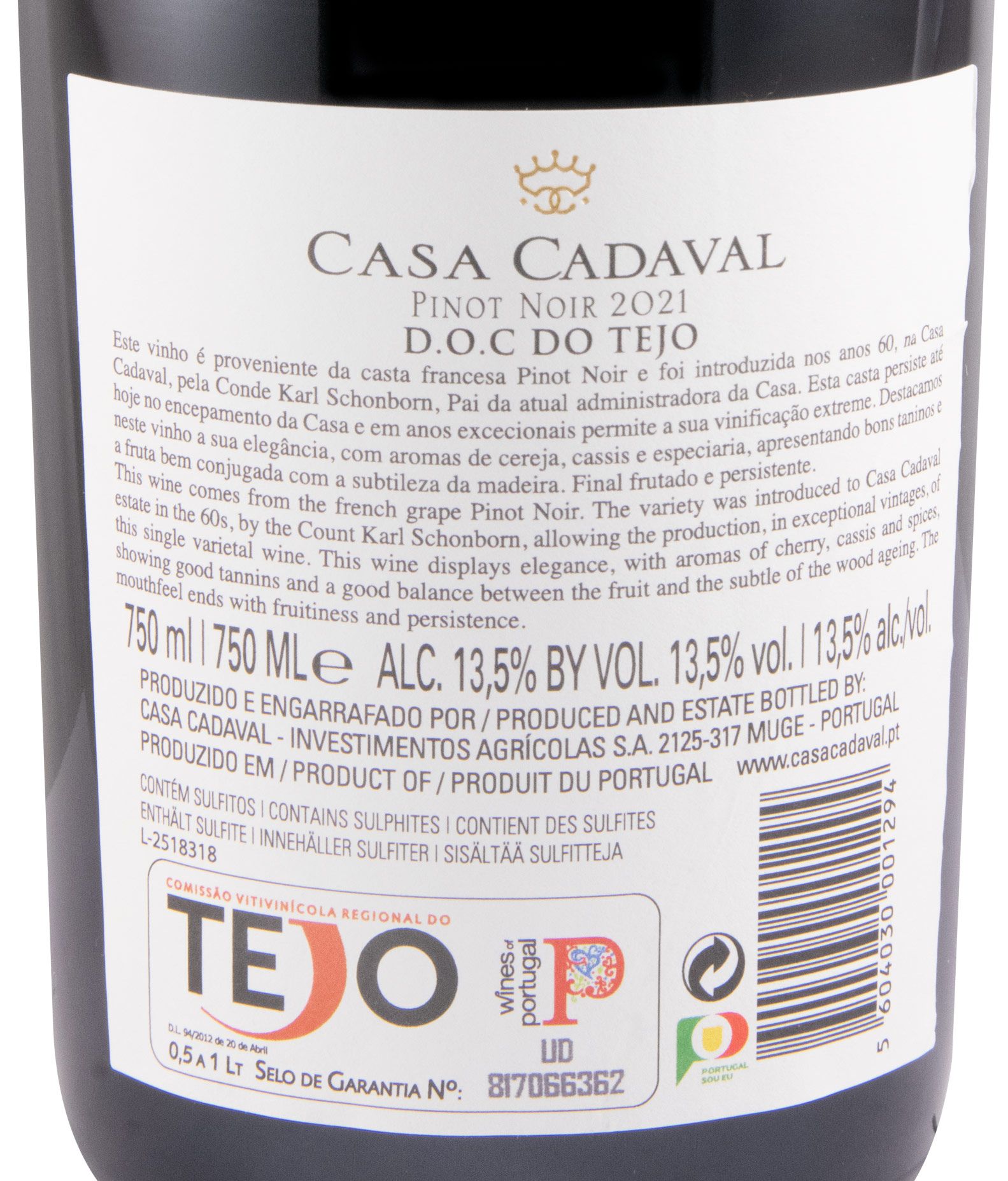2021 Casa Cadaval Pinot Noir tinto