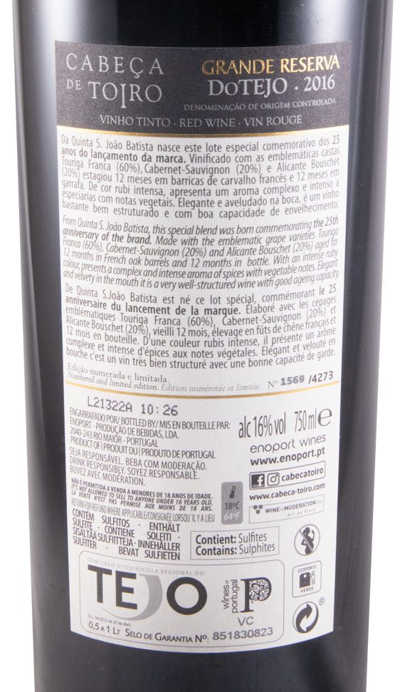 2016 Cabeça de Toiro Grande Reserva Edição Comemorativa 25 Anos tinto