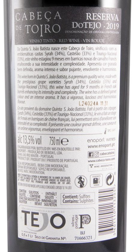 2019 Cabeça de Toiro Reserva red (damaged label)