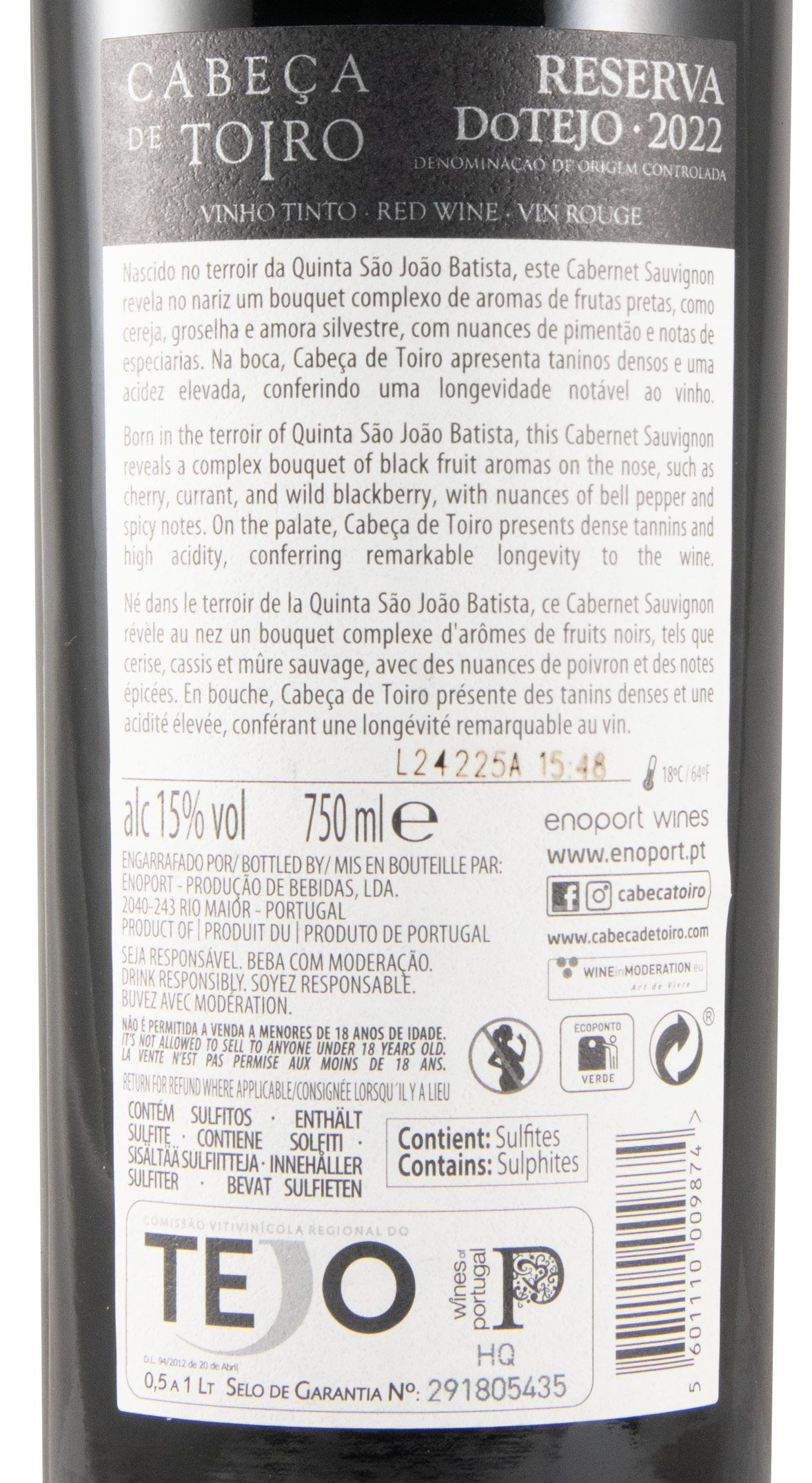2022 Cabeça de Toiro Cabernet Sauvignon Reserva tinto