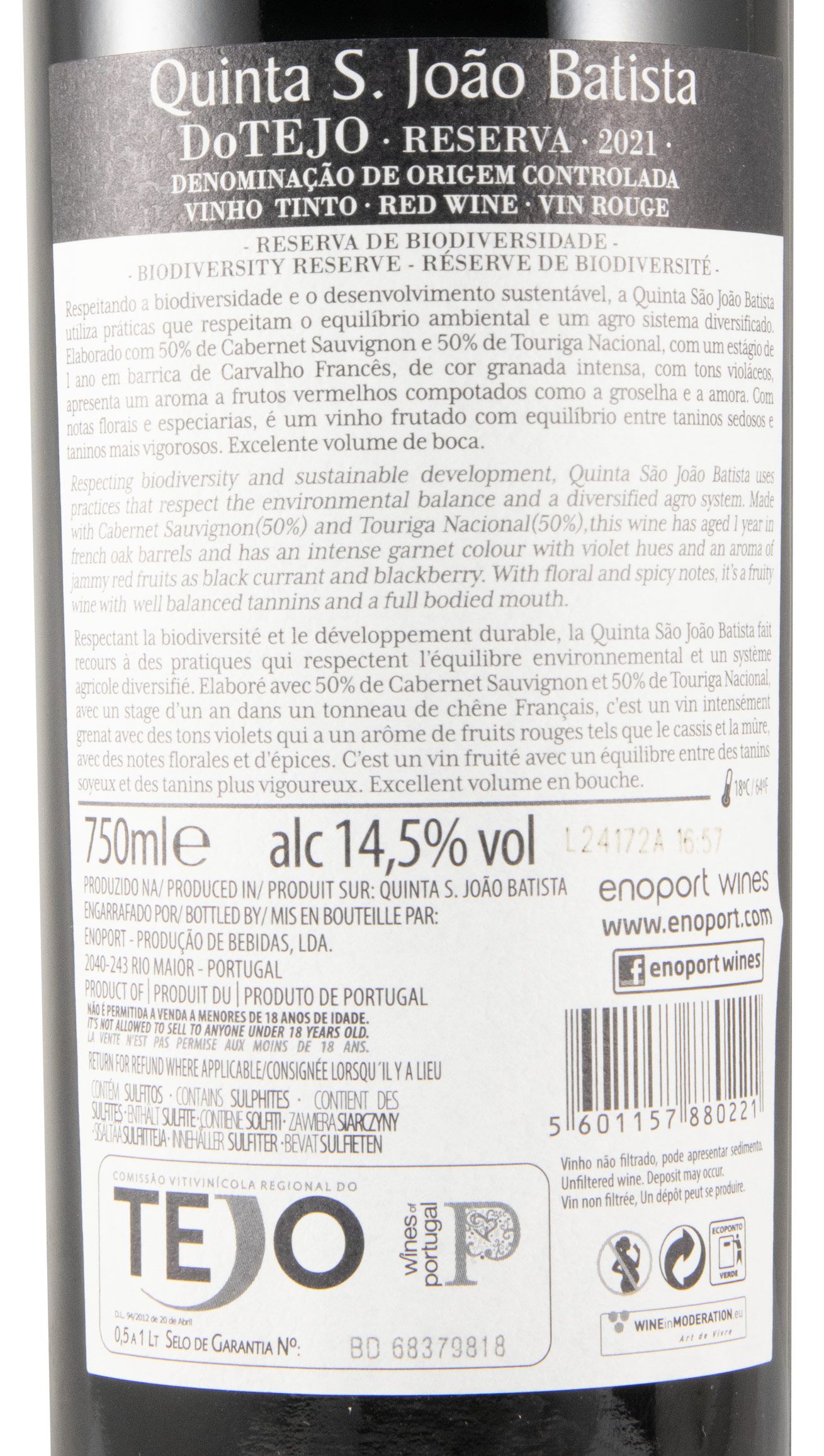 2021 Quinta S. João Batista Cabernet Sauvignon & Touriga Nacional Reserva red