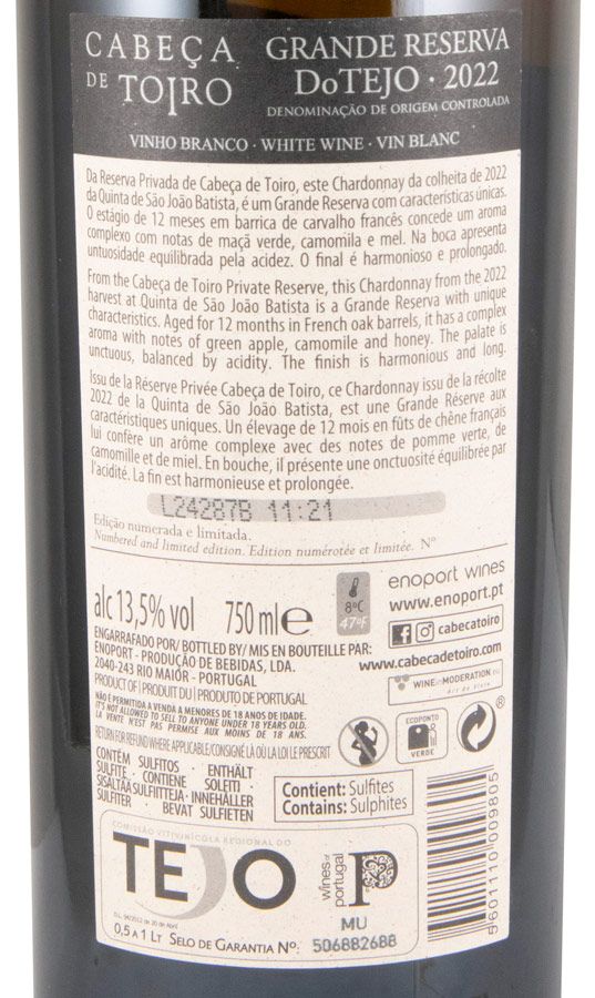 2022 Cabeça de Toiro Chardonnay Reserva Privada branco