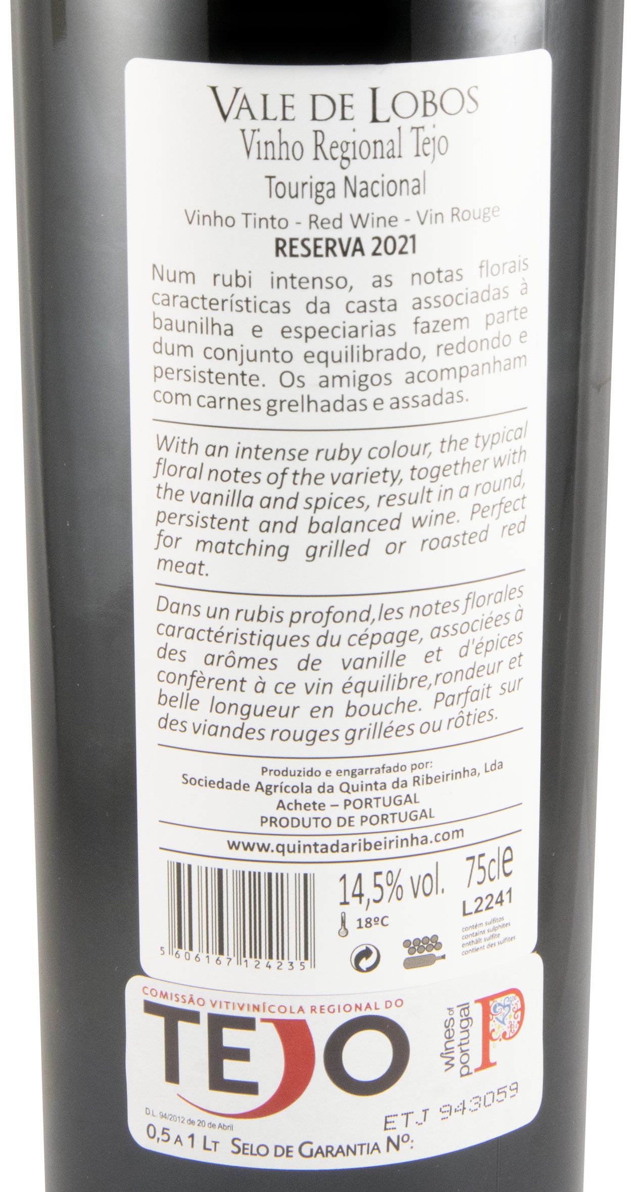 2021 Vale de Lobos Touriga Nacional Reserva tinto