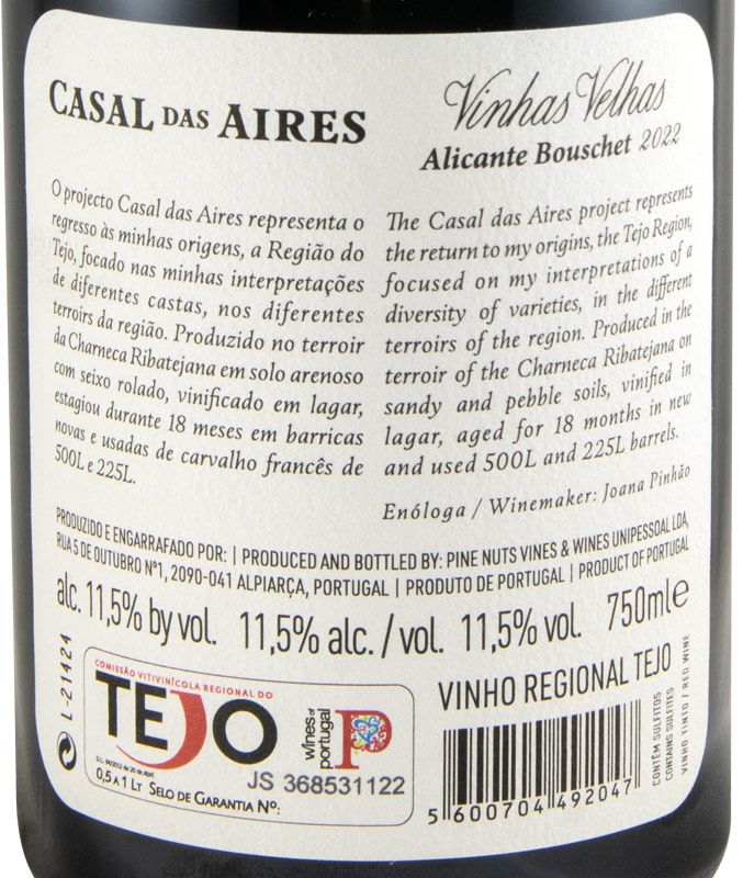 2022 Casal das Aires Vinhas Velhas Alicante Bouschet tinto