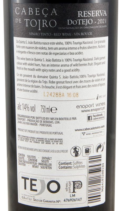 2021 Cabeça de Toiro Terroir Touriga Nacional Reserva tinto