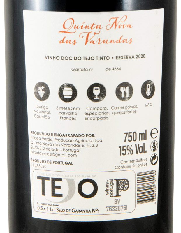 2020 Quinta Nova das Varandas Reserva red