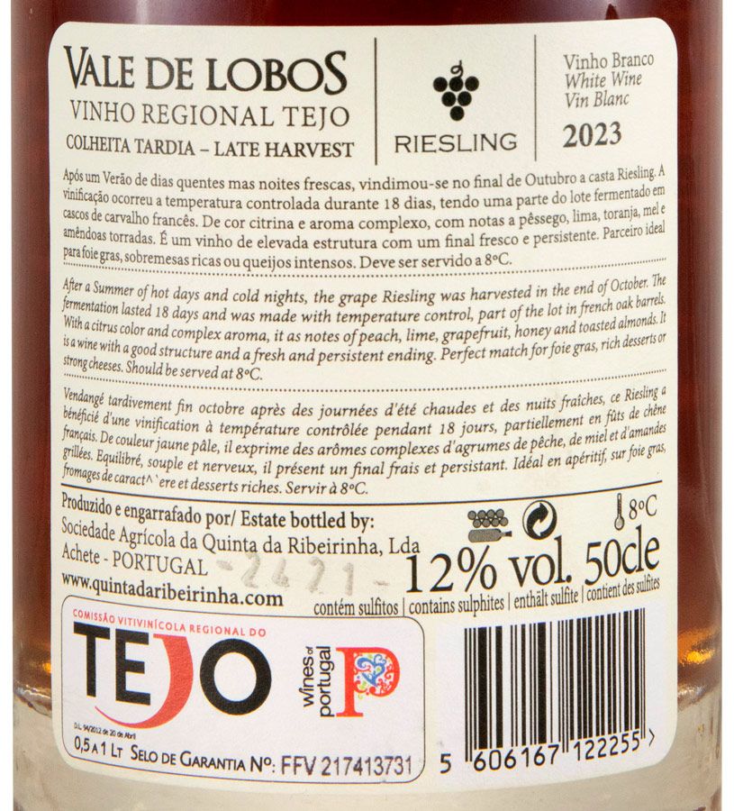 2023 Vale de Lobos Riesling Colheita Tardia branco 50cl