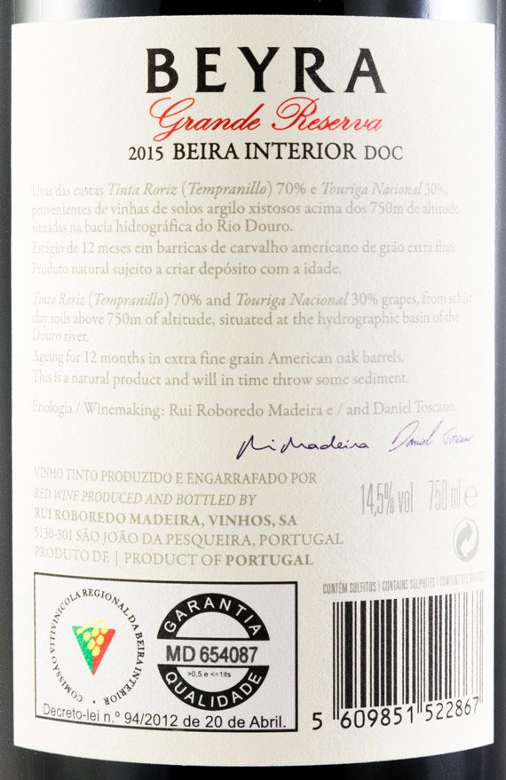 2015 Beyra Grande Reserva red