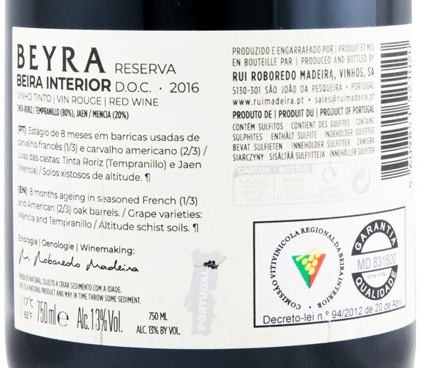 2016 Beyra Reserva red