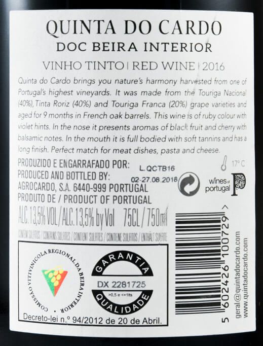 2016 Quinta do Cardo organic red