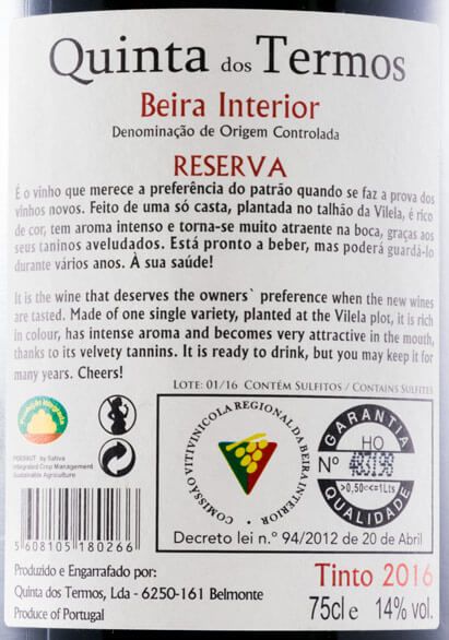 2016 Quinta dos Termos Reserva do Patrão tinto