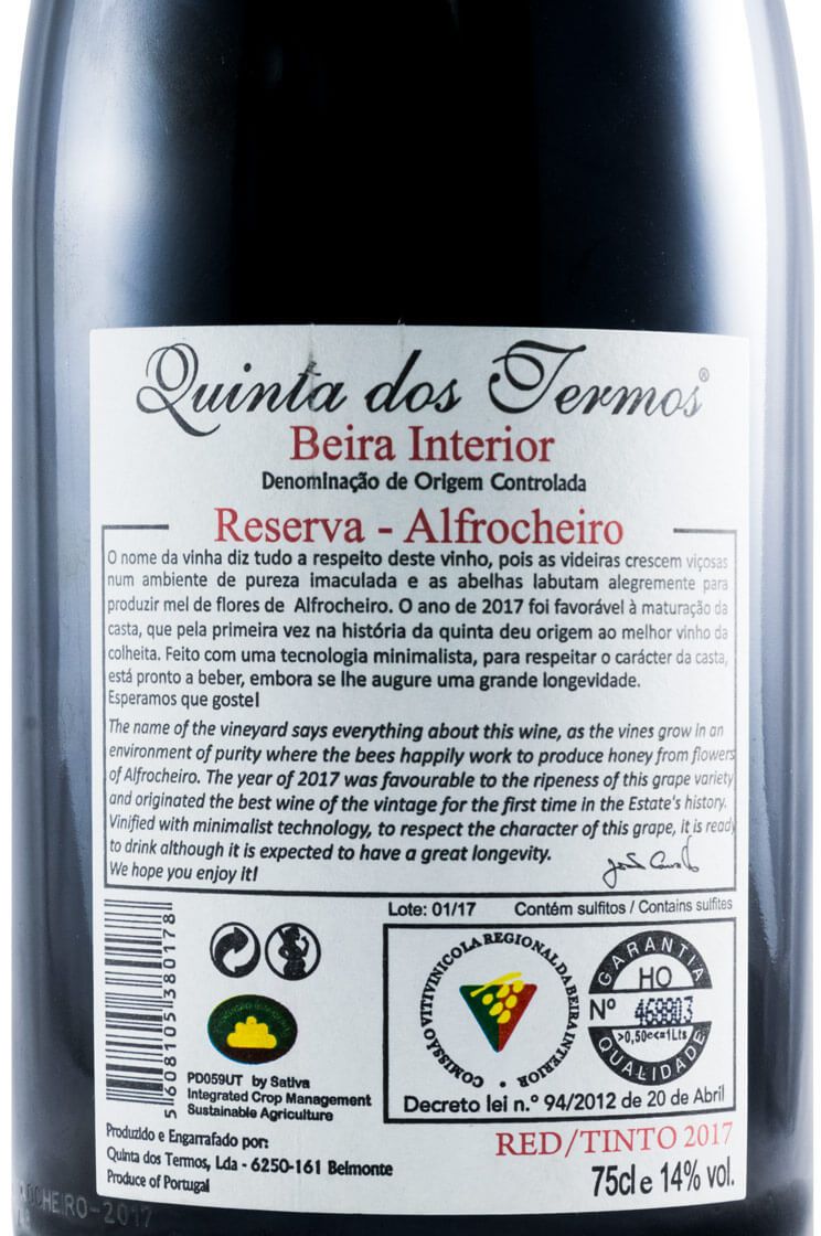 2017 Quinta dos Termos Vinha das Colmeias Reserva Alfrocheiro tinto