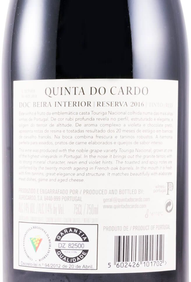 2016 Quinta do Cardo Reserva Touriga Nacional organic red