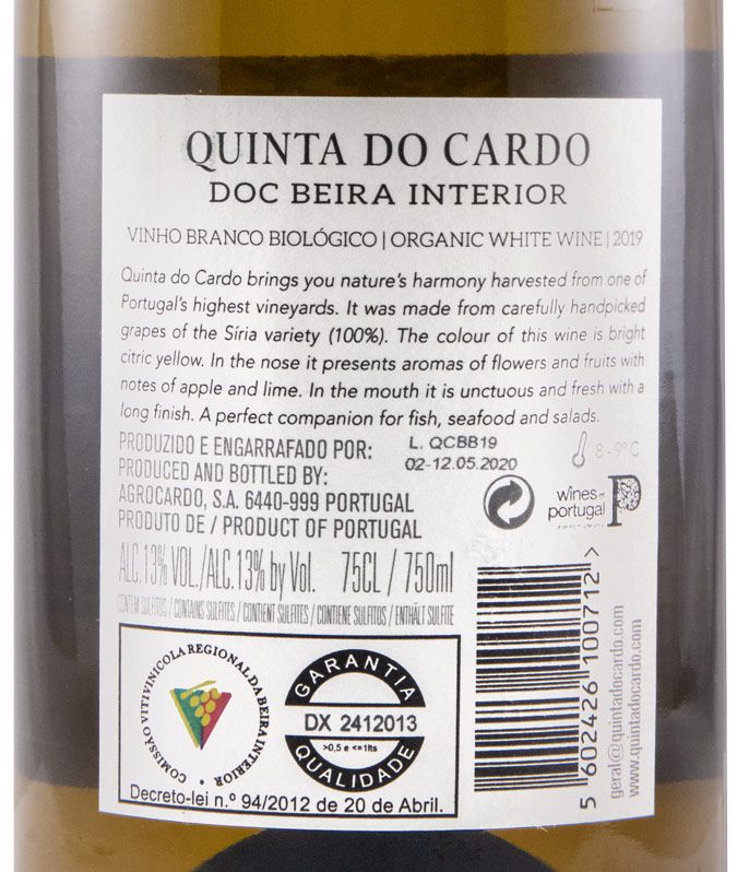 2019 Quinta do Cardo Síria biológico white
