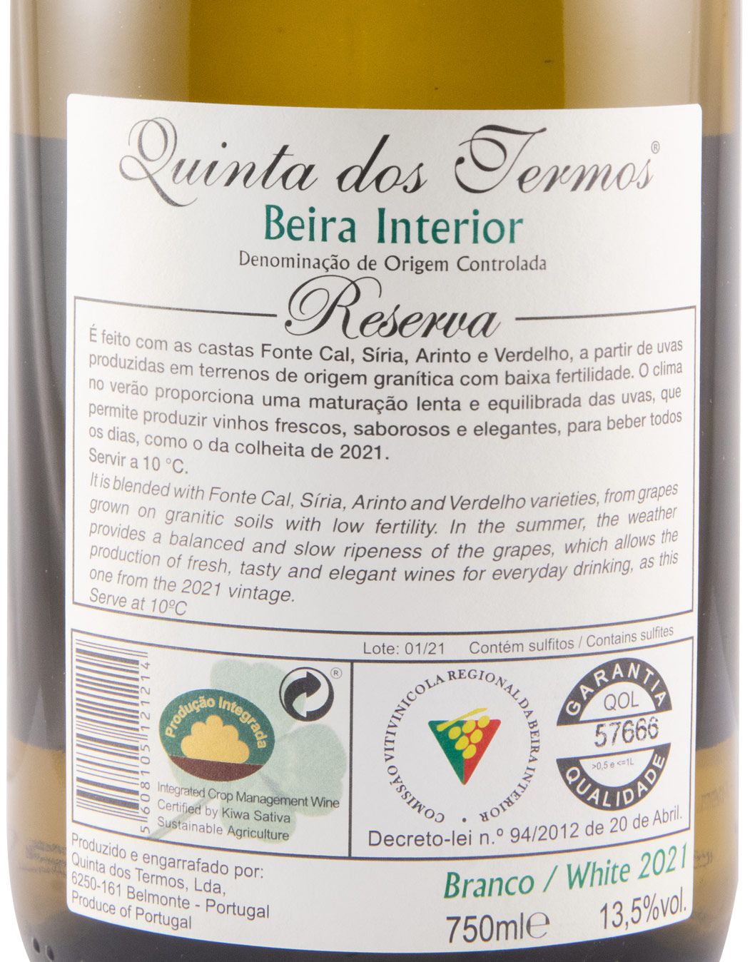 2021 Quinta dos Termos Reserva branco