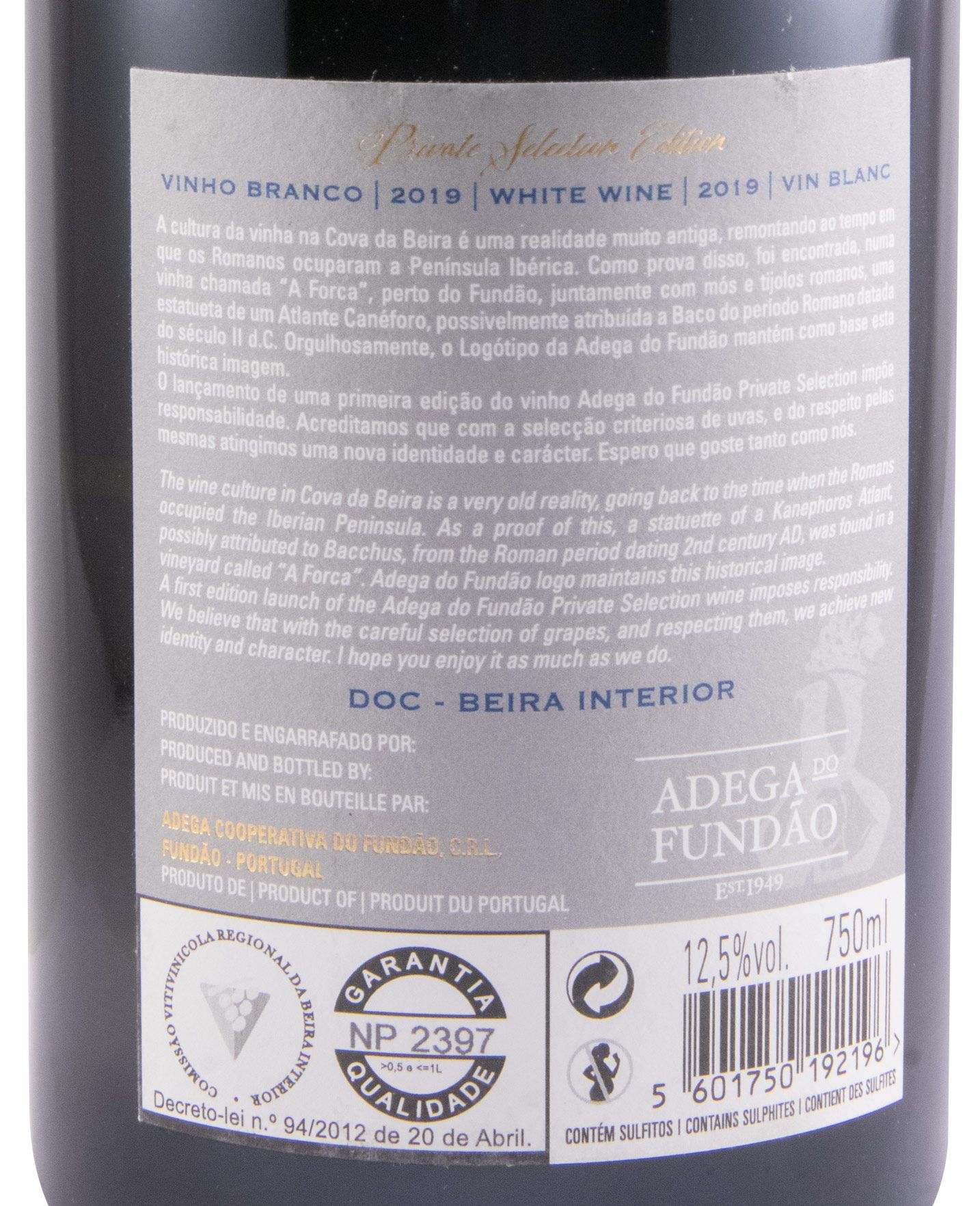 2019 Adega do Fundão Private Selection Vinhas Velhas Edição Limitada branco