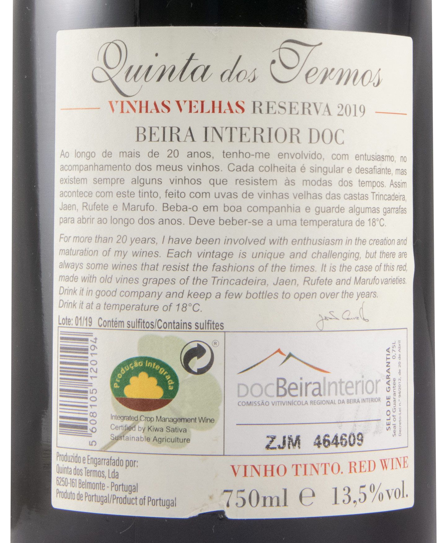 2019 Quinta dos Termos Vinhas Velhas Reserva tinto
