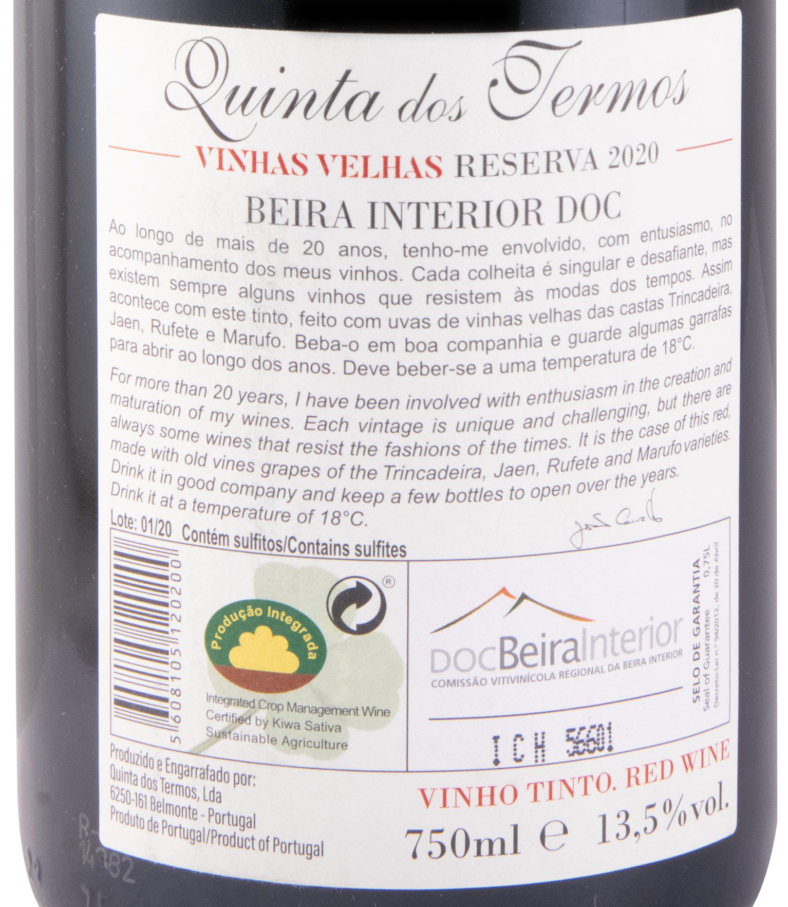2020 Quinta dos Termos Vinhas Velhas Reserva tinto