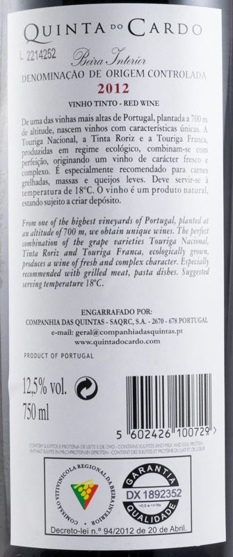2012 Quinta do Cardo red