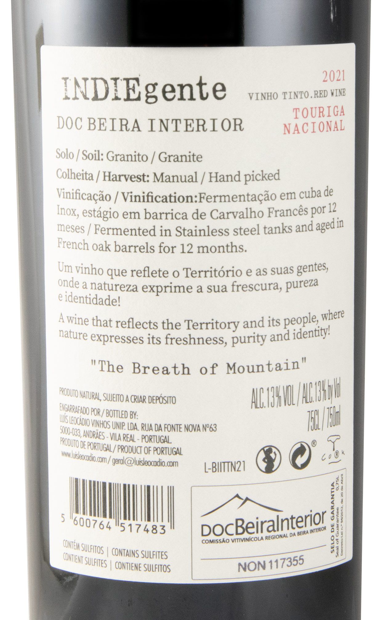 2021 Titan of Beira Interior Indiegente Touriga Nacional red