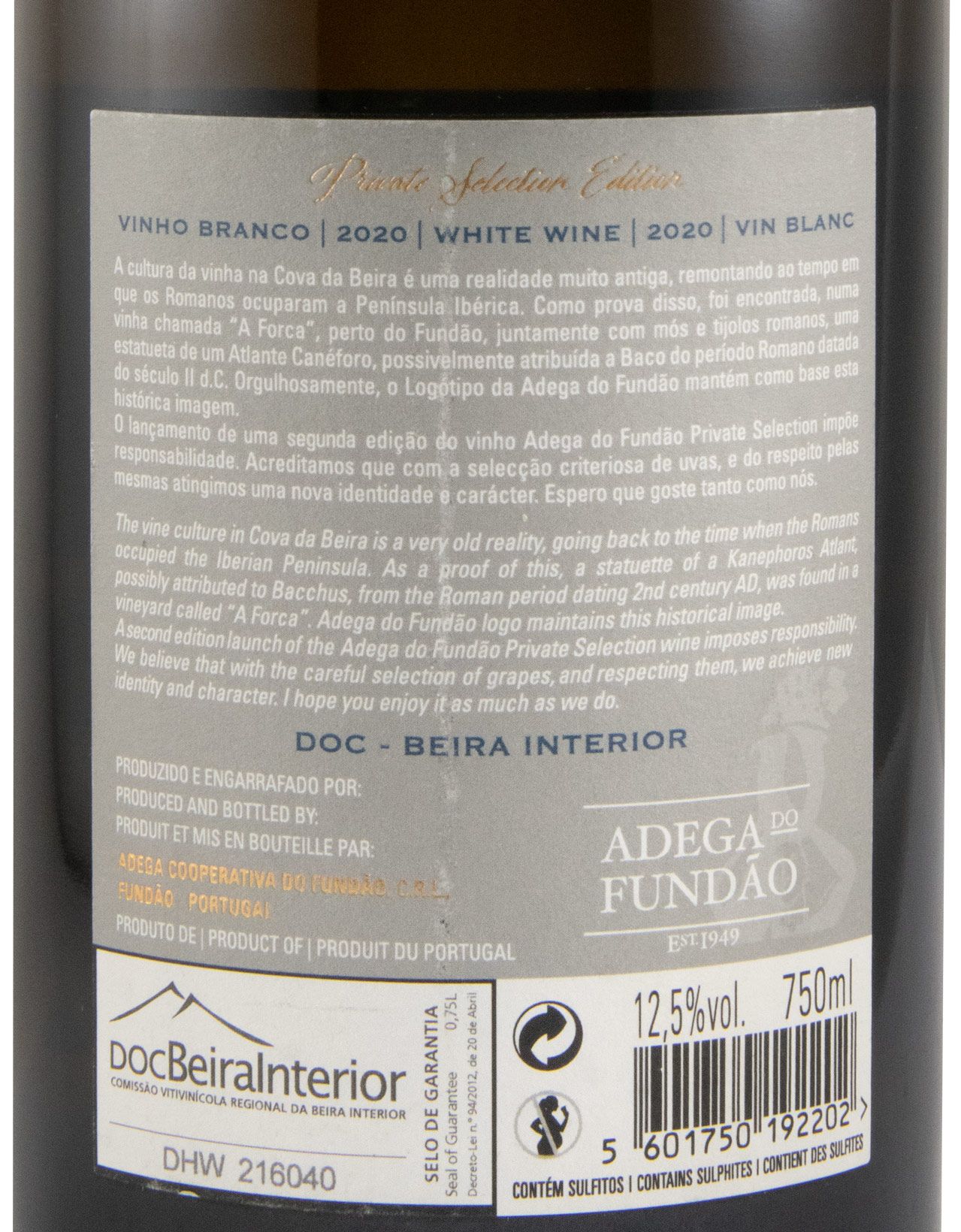 2020 Adega do Fundão Private Selection Vinhas Velhas Edição Limitada branco