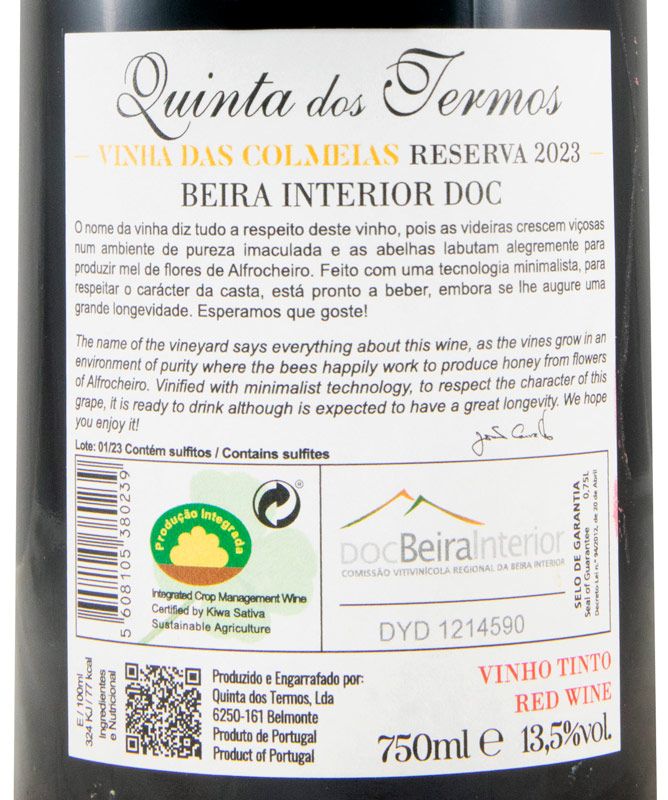 2023 Quinta dos Termos Vinha das Colmeia Alfrocheiro Reserva tinto