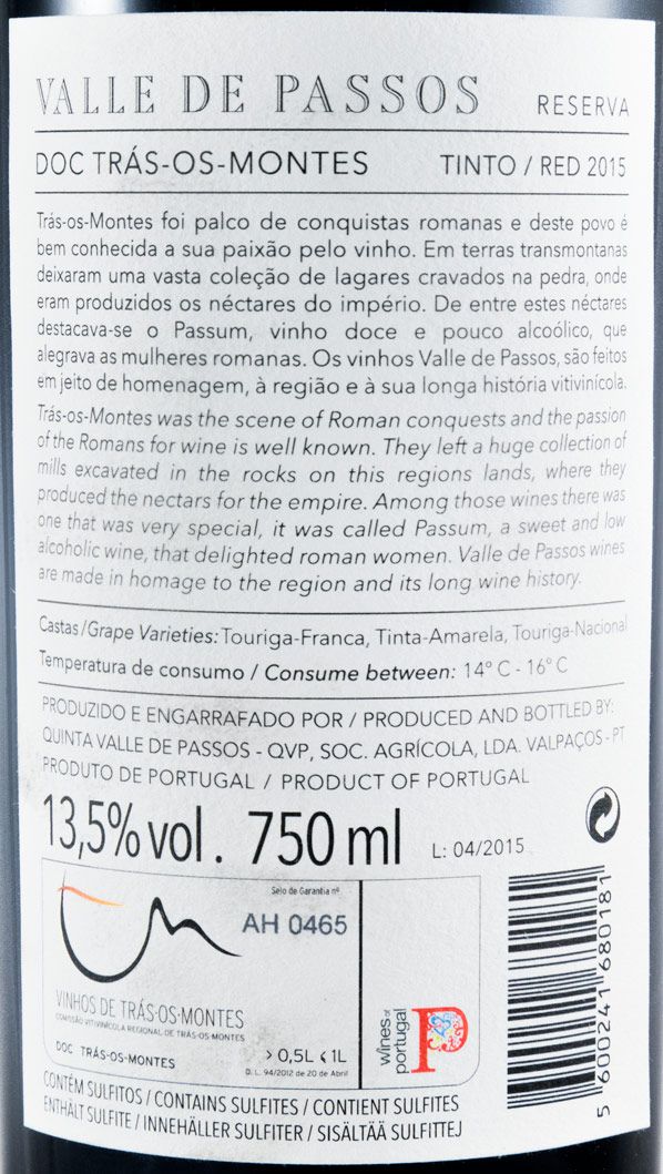 2015 Valle de Passos Reserva red