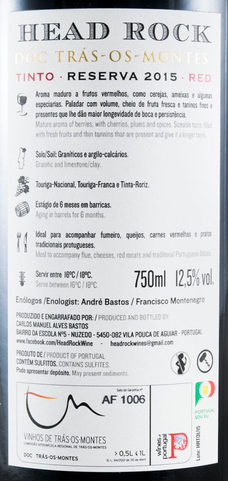 2015 Head Rock Reserva red