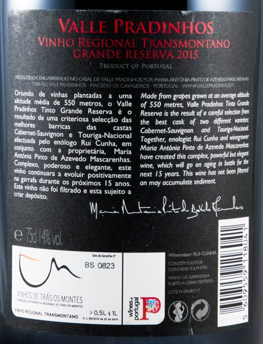2015 Valle Pradinhos Grande Reserva tinto