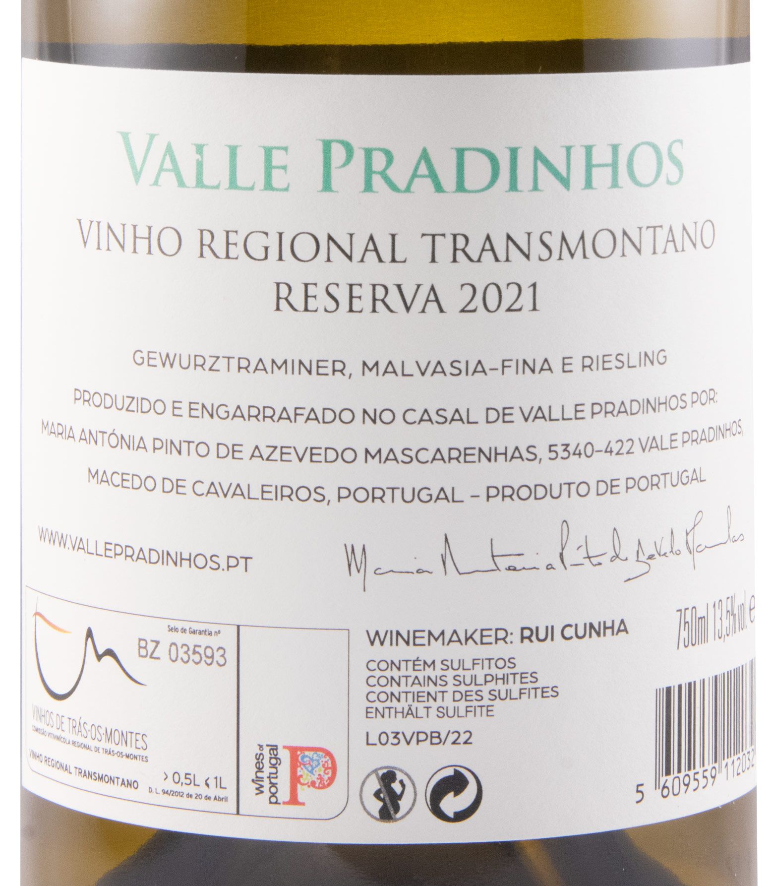 2021 Valle Pradinhos Reserva white