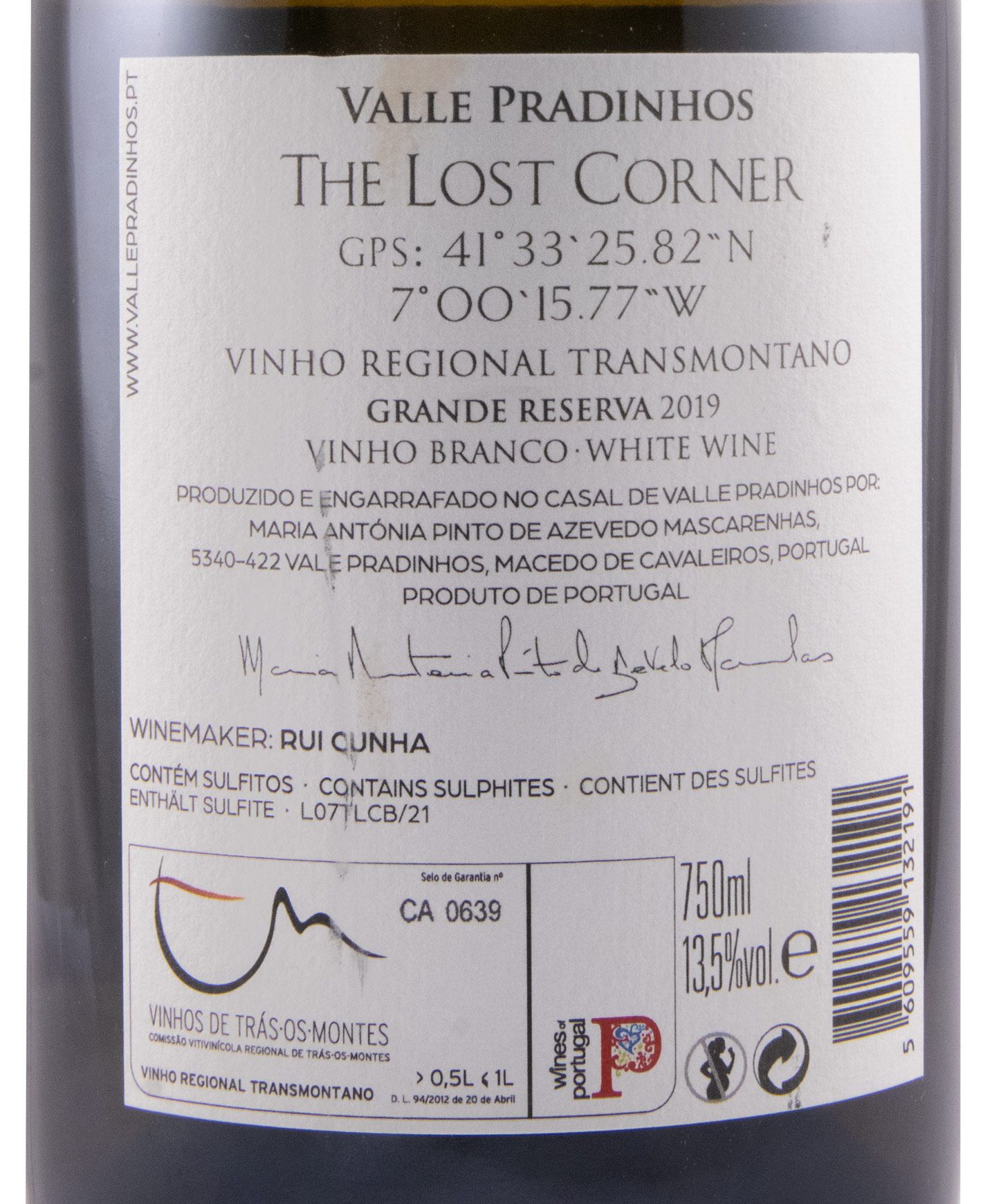 2019 Valle Pradinhos The Lost Corner Grande Reserva white