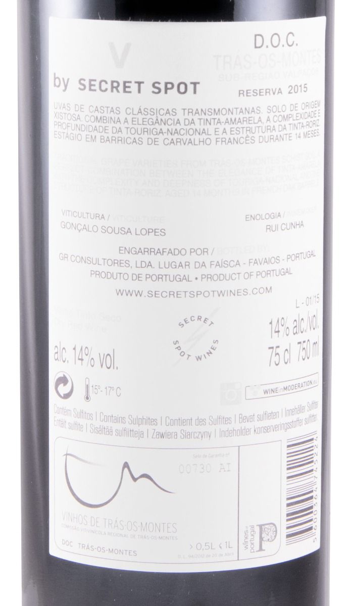 2015 Valpaços by Secret Spot Reserva red