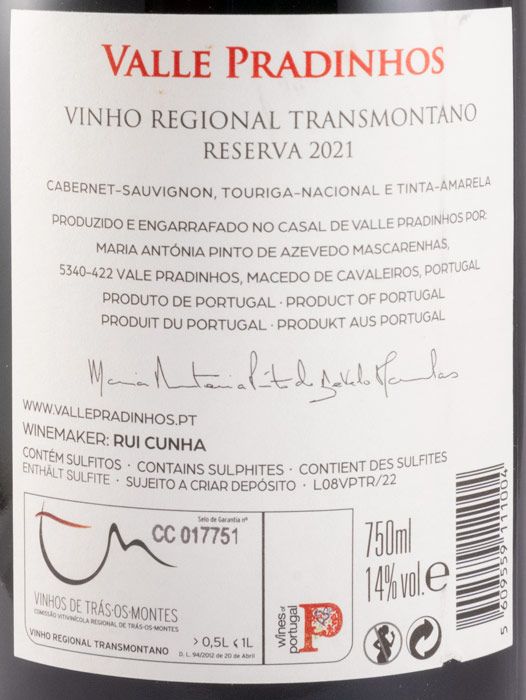 2021 Valle Pradinhos Reserva tinto