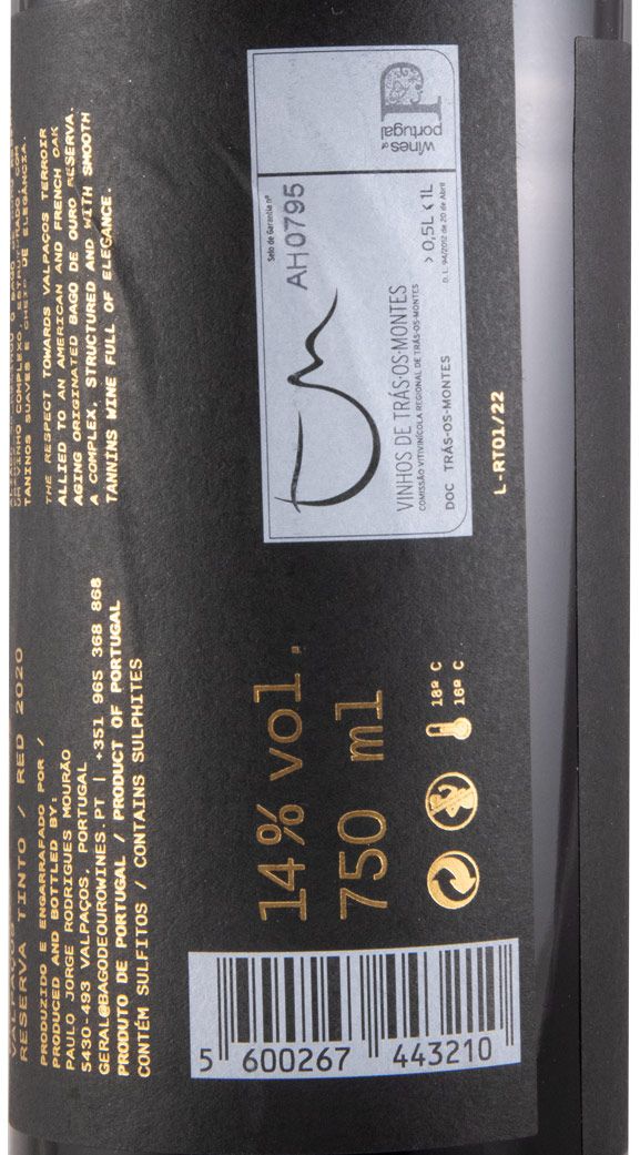 2020 Bago de Ouro Reserva tinto